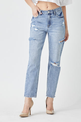 Shop RISEN Distressed Slim Cropped Jeans - High-Quality U.S. Made Women’s Fashion with Free & Fast Shipping