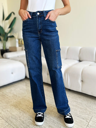 Shop Judy Blue Full Size High Waist Straight Cargo Jeans - High-Quality U.S. Made Women’s Fashion with Free & Fast Shipping