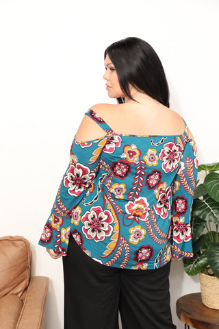 Shop Sew In Love Full Size Floral Cold Shoulder Blouse - High-Quality U.S. Made Women’s Fashion with Free & Fast Shipping