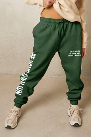 Shop Simply Love Full Size BE YOUR OWN SUN Graphic Sweatpants - High-Quality U.S. Made Women’s Fashion with Free Fast Shipping