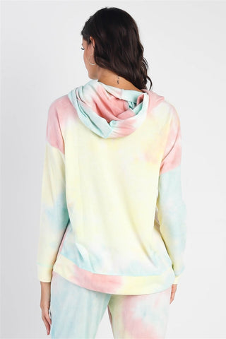 Shop Cherish Apparel Drawstring Tie-Dye Dropped Shoulder Hoodie - High-Quality U.S. Made Women’s Fashion with Free & Fast Shipping