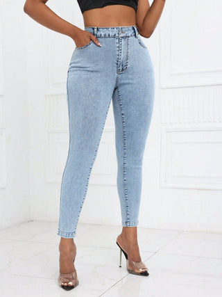 Shop High Waist Skinny Jeans with Pockets - High-Quality U.S. Made Women’s Fashion with Free & Fast Shipping