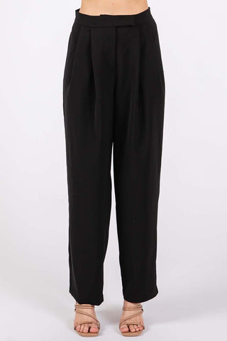 Shop Black GeeGee High-Waisted Pleated Pants - High-Quality U.S. Made Women’s Fashion with Free & Fast Shipping