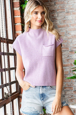 Shop First Love Mock Neck Cap Sleeve Knit Top - High-Quality U.S. Made Women’s Fashion with Free & Fast Shipping