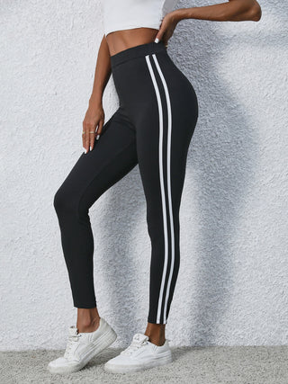 Shop High Waist Striped Cropped Leggings - High-Quality U.S. Made Women’s Fashion with Free & Fast Shipping