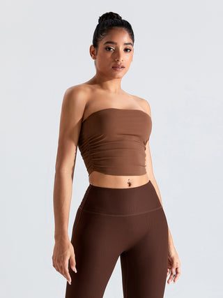 Shop Brown Ribbed Active Bandeau Top - High-Quality U.S. Made Women’s Fashion with Free & Fast Shipping