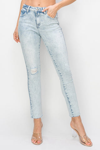 Shop Risen Full Size High Rise Distressed Skinny Jeans - High-Quality U.S. Made Women’s Fashion with Free & Fast Shipping