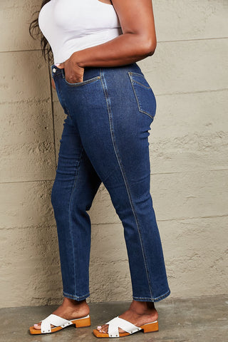 Shop Judy Blue Kailee Full Size Tummy Control High Waisted Straight Jeans - High-Quality U.S. Made Women’s Fashion with Free & Fast Shipping