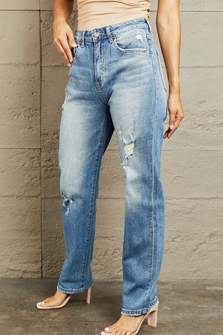 Shop BAYEAS High Waisted Straight Jeans - High-Quality U.S. Made Women’s Fashion with Free & Fast Shipping