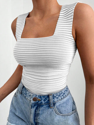 Shop Square Neck Wide Strap Tank - High-Quality U.S. Made Women’s Fashion with Free & Fast Shipping