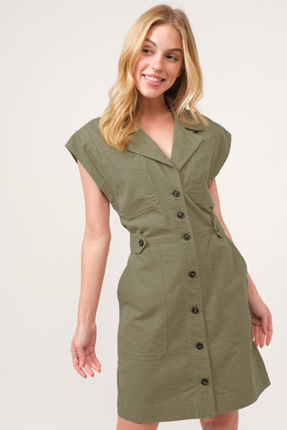 Shop Olive And The Why Button Up Sleeveless Dress - High-Quality U.S. Made Women’s Fashion with Free & Fast Shipping