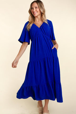 Shop Haptics Tiered Babydoll Maxi Dress with Side Pocket - High-Quality U.S. Made Women’s Fashion with Free & Fast Shipping