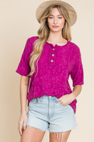 Shop Deep Purple BOMBOM At The Fair Animal Textured Top - High-Quality U.S. Made Women’s Fashion with Free & Fast Shipping