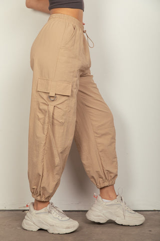 Shop VERY J Elastic Waist Woven Cargo Pants - High-Quality U.S. Made Women’s Fashion with Free & Fast Shipping