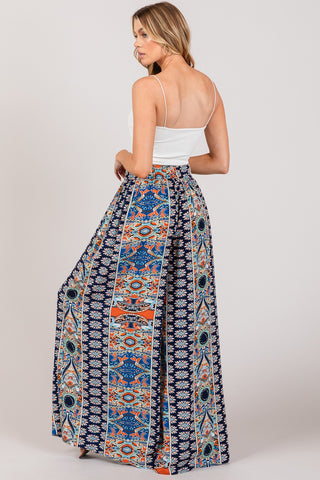 Shop SAGE + FIG Bohemian Multi Geo Print Wide Leg Pants - High-Quality U.S. Made Women’s Fashion with Free & Fast Shipping