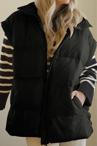 Shop Pocketed Zip Up Vest Coat - High-Quality U.S. Made Women’s Fashion with Free Fast Shipping