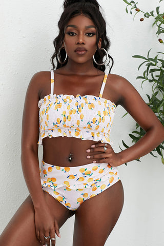 Shop Cream Fruit Print Frilled Bikini Set - High-Quality U.S. Made Women’s Fashion with Free & Fast Shipping