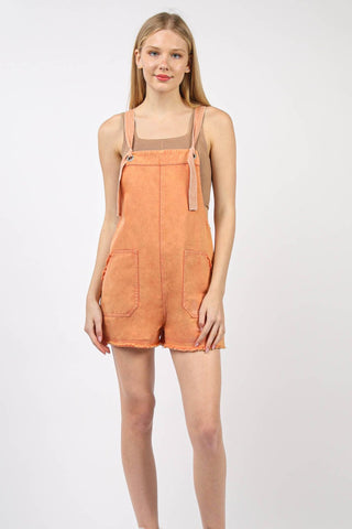 Shop VERY J Washed Frayed Hem Denim Overall - High-Quality U.S. Made Women’s Fashion with Free Fast Shipping