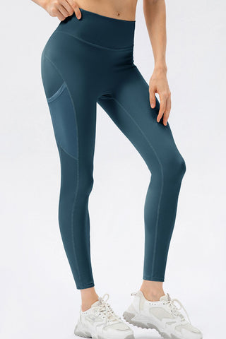 Shop Deep Teal High Waist Slim Fit Long Sports Pants - High-Quality U.S. Made Women’s Fashion with Free & Fast Shipping