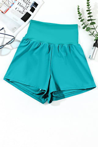 Shop Pocketed High Waist Swim Shorts - High-Quality U.S. Made Women’s Fashion with Free Fast Shipping