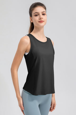 Shop Wide Strap Round Neck Active Tank - High-Quality U.S. Made Women’s Fashion with Free & Fast Shipping