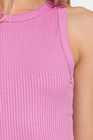 Shop Zenana Ribbed Crew Neck Tank - High-Quality U.S. Made Women’s Fashion with Free & Fast Shipping