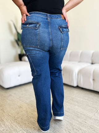 Shop Judy Blue Full Size High Waist Straight Cargo Jeans - High-Quality U.S. Made Women’s Fashion with Free & Fast Shipping