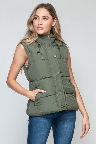 Shop Snobbish Snap and Zip Closure Hooded Vest - High-Quality U.S. Made Women’s Fashion with Free & Fast Shipping