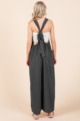 Shop Culture Code Pocketed Sleeveless Wide Leg Overalls - High-Quality U.S. Made Women’s Fashion with Free & Fast Shipping