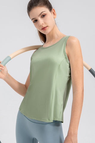 Shop Wide Strap Round Neck Active Tank - High-Quality U.S. Made Women’s Fashion with Free & Fast Shipping