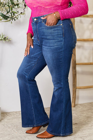 Shop Judy Blue Full Size Flare Jeans with Pockets - High-Quality U.S. Made Women’s Fashion with Free & Fast Shipping