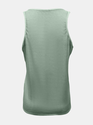 Shop Full Size Quarter Snap Scoop Neck Tank - High-Quality U.S. Made Women’s Fashion with Free Fast Shipping