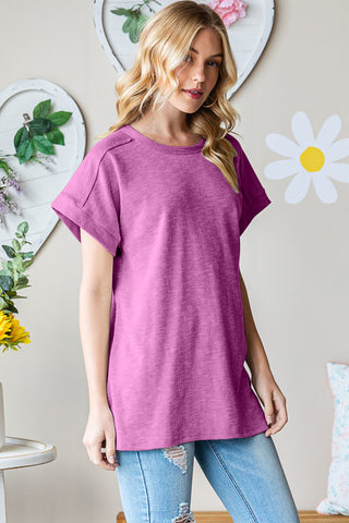 Shop Heimish Full Size Short Sleeve Round Neck T-Shirt - High-Quality U.S. Made Women’s Fashion with Free & Fast Shipping