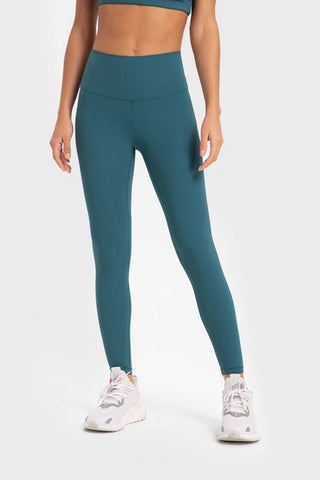 Shop Teal Highly Stretchy Wide Waistband Yoga Leggings - High-Quality U.S. Made Women’s Fashion with Free & Fast Shipping