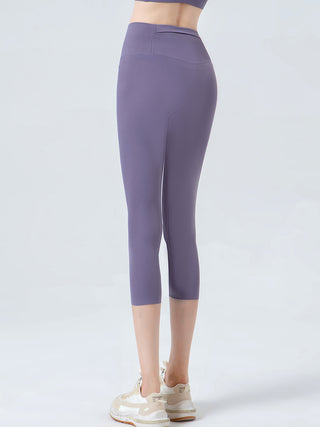 Shop Lavender Wide Waistband Cropped Sports Leggings - High-Quality U.S. Made Women’s Fashion with Free & Fast Shipping