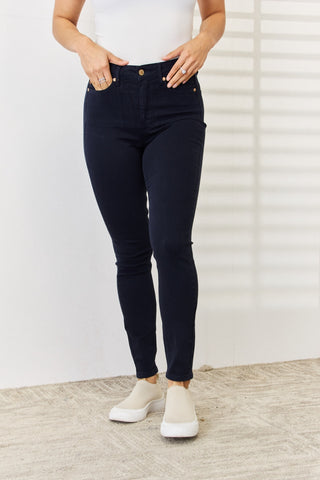 Shop NAVY Judy Blue Full Size Garment Dyed Tummy Control Skinny Jeans - High-Quality U.S. Made Women’s Fashion with Free & Fast Shipping