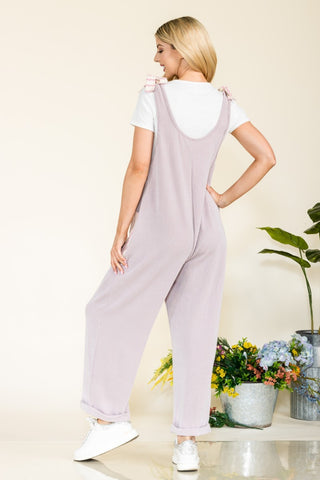 Shop Celeste Full Size Stripe Contrast Pocket Rib Jumpsuit - High-Quality U.S. Made Women’s Fashion with Free & Fast Shipping