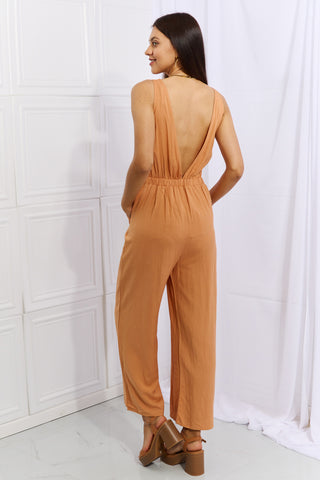 Shop HEYSON Feels Right Cut Out Detail Wide Leg Jumpsuit in Sherbet - High-Quality U.S. Made Women’s Fashion with Free & Fast Shipping