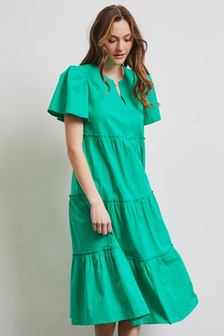 Shop HEYSON Full Size Cotton Poplin Ruffled Tiered Midi Dress - High-Quality U.S. Made Women’s Fashion with Free & Fast Shipping