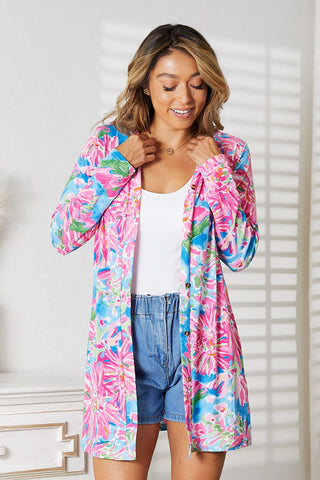 Shop Double Take Floral Open Front Long Sleeve Cardigan - High-Quality U.S. Made Women’s Fashion with Free & Fast Shipping