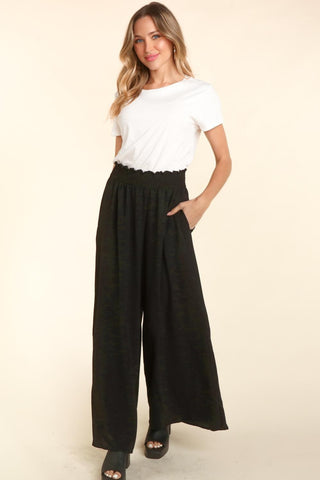 Shop Haptics Elastic Waist Wide Leg Pants with Pockets - High-Quality U.S. Made Women’s Fashion with Free & Fast Shipping