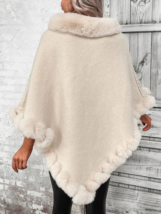 Shop Faux Fur Trim Poncho - High-Quality U.S. Made Women’s Fashion with Free Fast Shipping