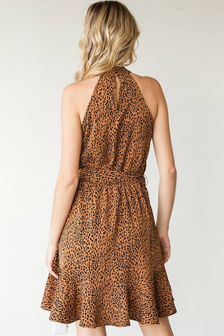 Shop First Love Full Size Leopard Belted Sleeveless Dress - High-Quality U.S. Made Women’s Fashion with Free & Fast Shipping