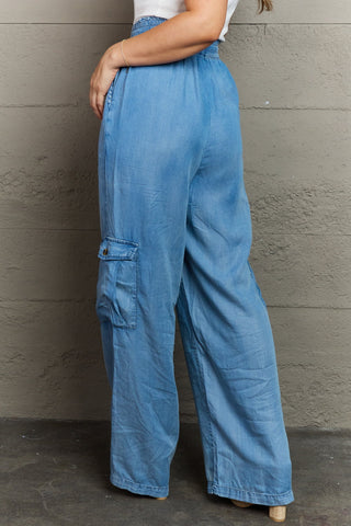 Shop GeeGee Out Of Site Full Size Denim Cargo Pants - High-Quality U.S. Made Women’s Fashion with Free & Fast Shipping