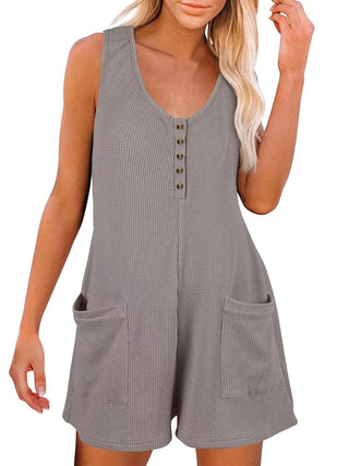 Shop Full Size Pocketed Scoop Neck Sleeveless Romper - High-Quality U.S. Made Women’s Fashion with Free & Fast Shipping