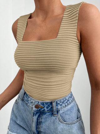 Shop Square Neck Wide Strap Tank - High-Quality U.S. Made Women’s Fashion with Free & Fast Shipping