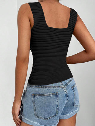 Shop Square Neck Wide Strap Tank - High-Quality U.S. Made Women’s Fashion with Free & Fast Shipping