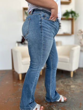 Shop Judy Blue Full Size Mid-Rise Waist Straight Jeans - High-Quality U.S. Made Women’s Fashion with Free & Fast Shipping