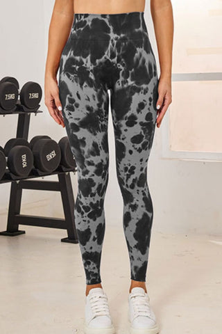 Shop Black Tie-Dye High Waist Active Leggings - High-Quality U.S. Made Women’s Fashion with Free & Fast Shipping