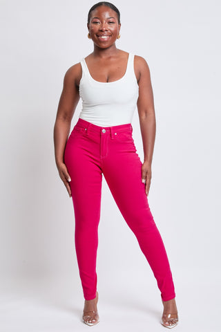 Shop Neon Pink YMI Jeanswear Hyperstretch Mid-Rise Skinny Jeans - High-Quality U.S. Made Women’s Fashion with Free & Fast Shipping